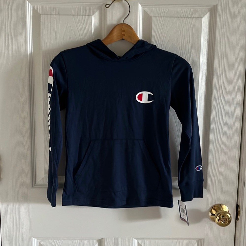 NWT Champion Kids Unisex Lightweight Navy Blue Pullover Hoodie Size Small